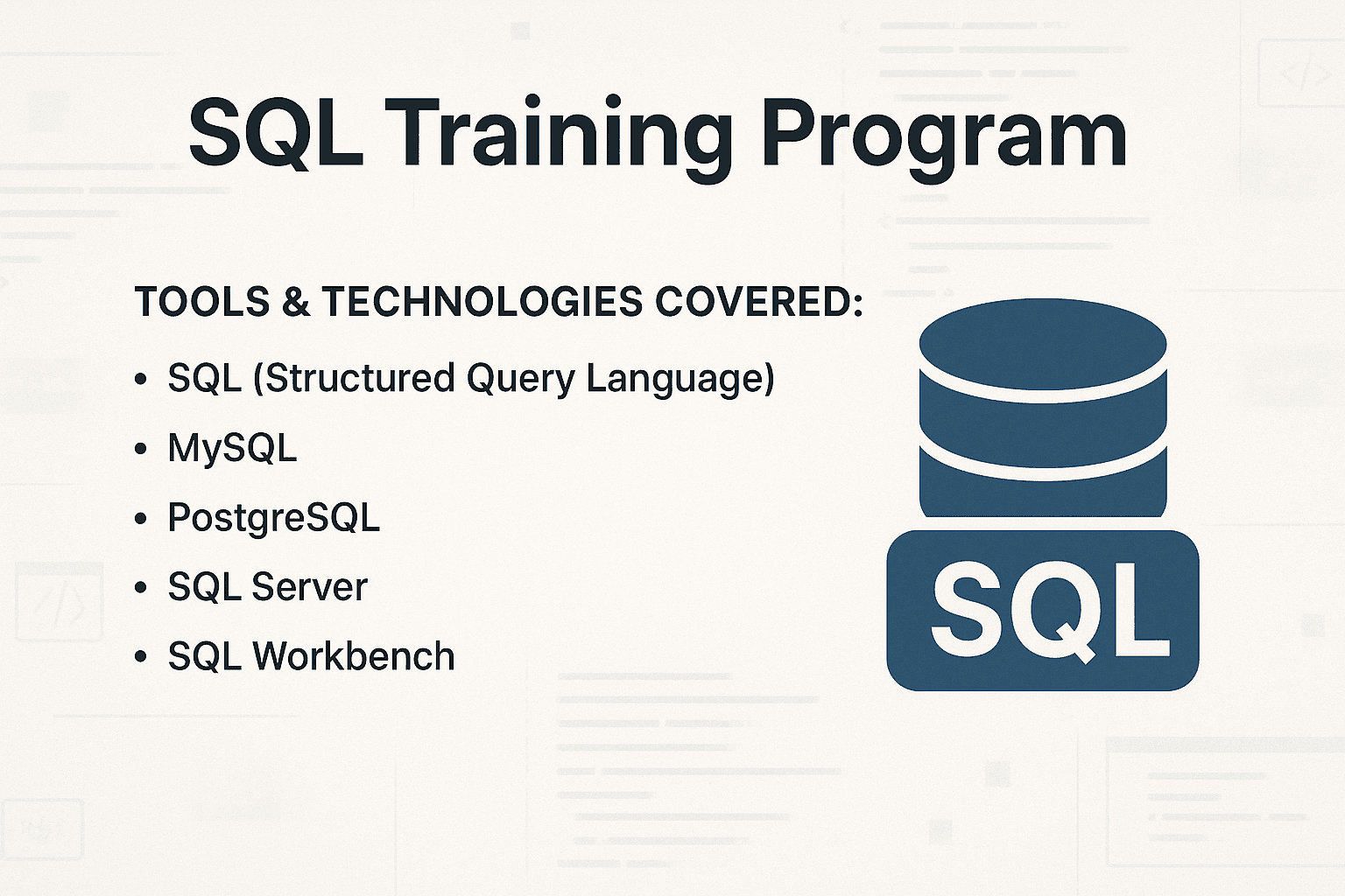 SQL Training Program course in Chennai